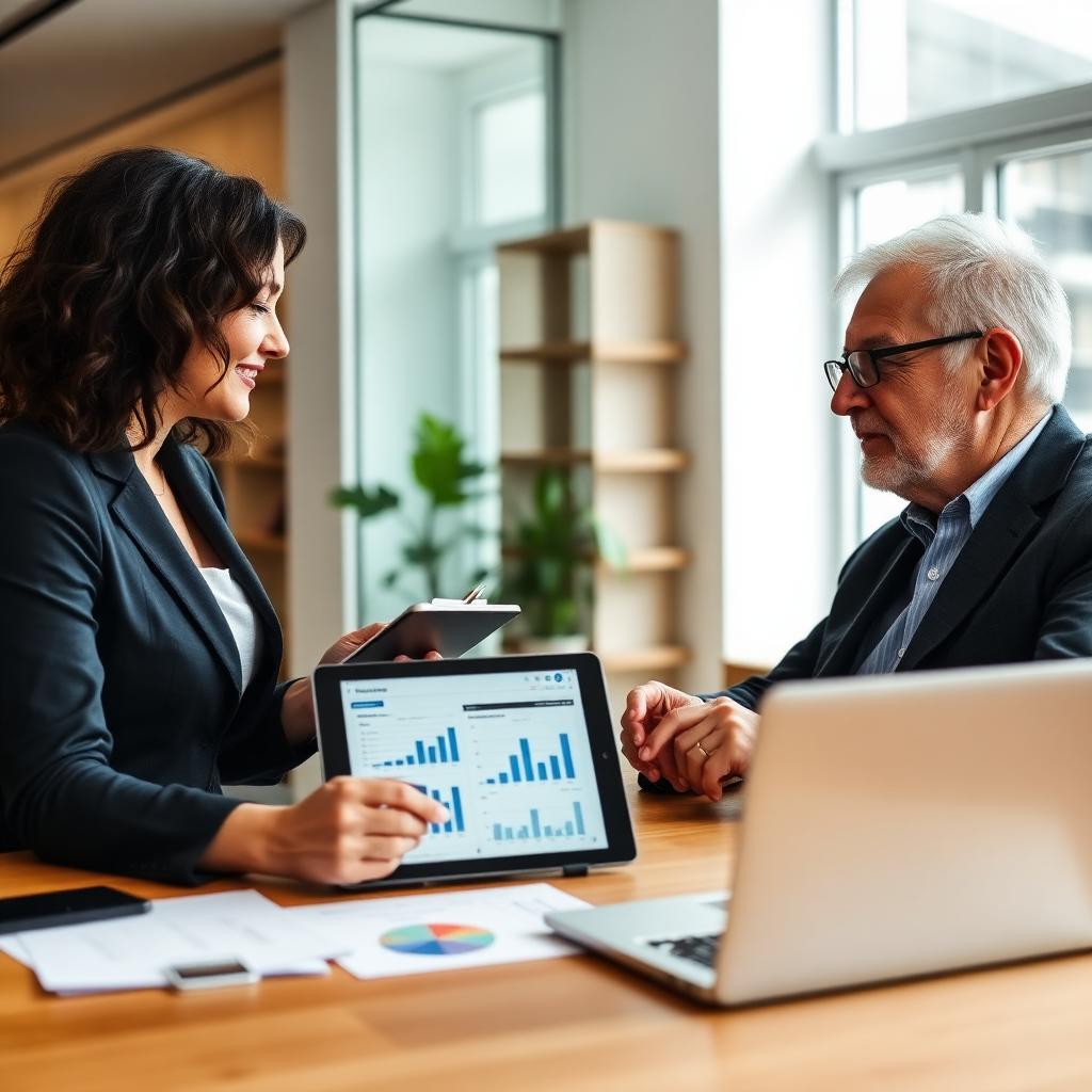A financial advisers & accountants professional meeting with a client.