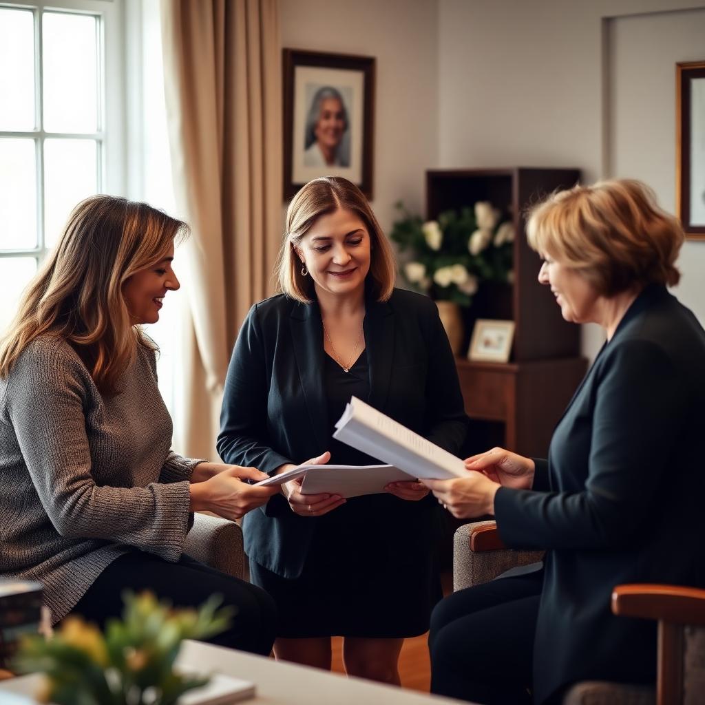 A funeral homes & cemeteries professional meeting with a client.