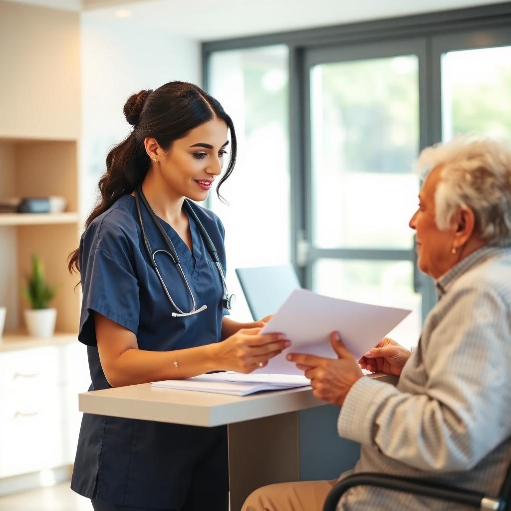 A healthcare & community services professional meeting with a client.